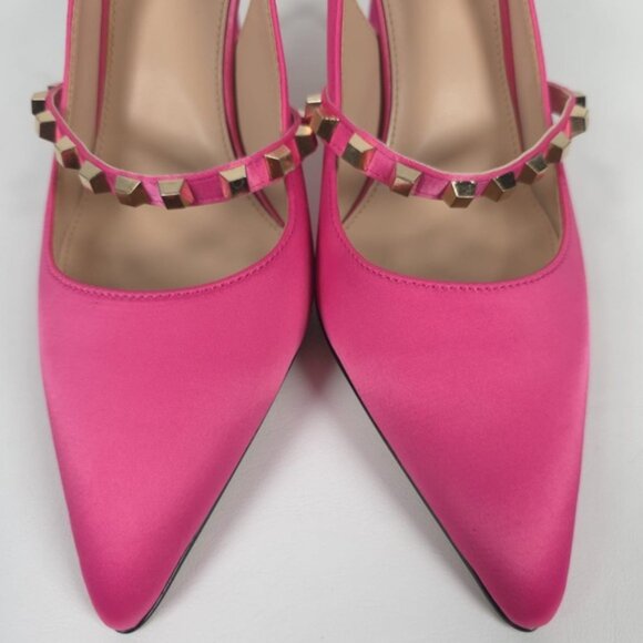 NWOB‎ MEILYGRSS High Quality HANDMADE Metallic Rivets Satin Heels Sandals 9.5 - Picture 10 of 16